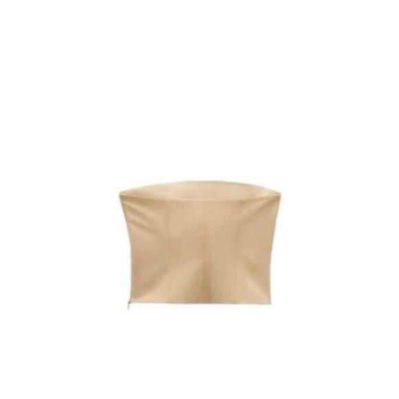 Zara Straight Neck Side Pleated Sleeveless Top Tan XL NWT - Picture 3 of 9